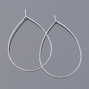 Silver Teardrop Thin Ear Wire Big Earring Findings, Oversized Earrings Ear wire, 6 pieces, S812217
