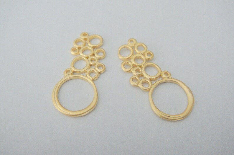 Matte Gold Multiple Circle Long Connector Pendants Earring Findings Charms 2 pc S515026