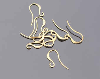 Matte Gold Fishhook Earwires Earring Findings, 4 pc, B56375