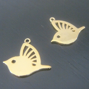 gold Brass Bird Connector, Pendant, charm, 2 pc S110136