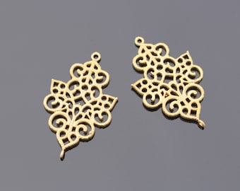 Matte gold Elegant oriental drop connector,  Earring Making Supplies, Gold Pendant, 2 pc, B57395