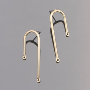 Earring Making Supplies, Gold Thin long Curved Bar Earrings, Vertical Bar Earrings, 2 pc, GM82342