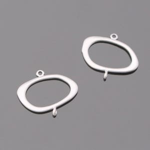 Matte Silver Single Circle Long Connector, Pendants, Charms, Earring Findings, 2 pc S54836