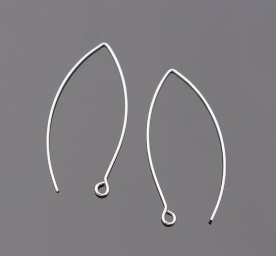 Rhodium Plated Ear Wire linear Hooks fishhooks Earring Findings,  5 pairs, B16315