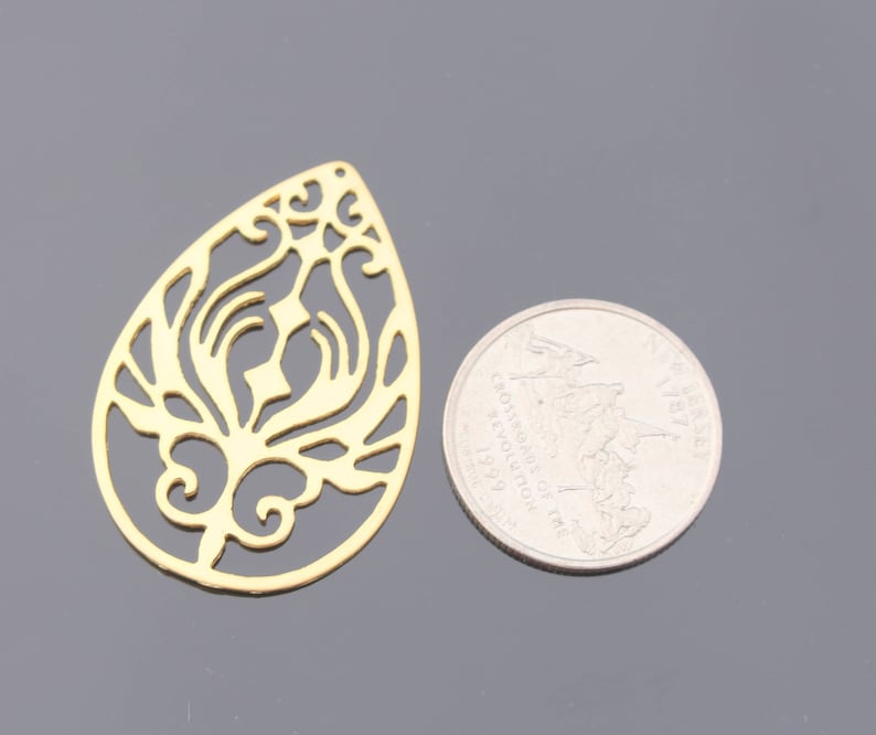 Jewelry findings connector Matte Gold Tarnish resistant Bubble Teardrop Hoop pendant charm PR72297