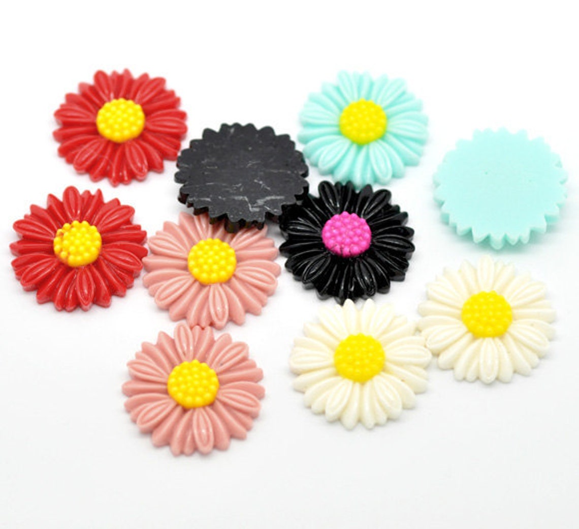 Mixed Resin Flower Embellishments Jewelry Making Findings Etsy