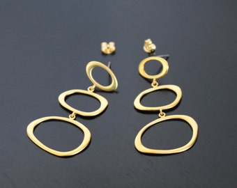 Jewelry findings, Matte Gold Tarnish resistant Round Teardrop, Plain ring earring findings, S14832