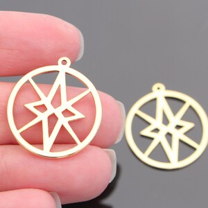 Wholesale Supplies, Gold Medium Star Sunflower Connector, Earring Findings, setting, Dreamcather Style connector, pendants 2 pc, JW893
