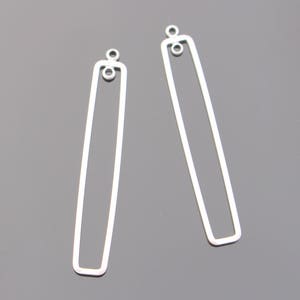 Matte silver Tarnish resistant square Frame drop  pendants, connectors, findings, 2 pc, S610235