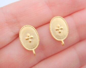 Wholesale Gold Oval Cross Earring Post Findings, stud earrings, setting, connector, pendants, 2 pc,  S215367