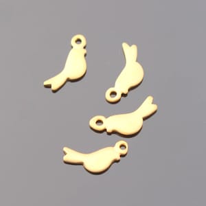 Matte Gold tarnish resistant Mini Chick Bird Charms, connectors, pendants, 2 pc, U210647