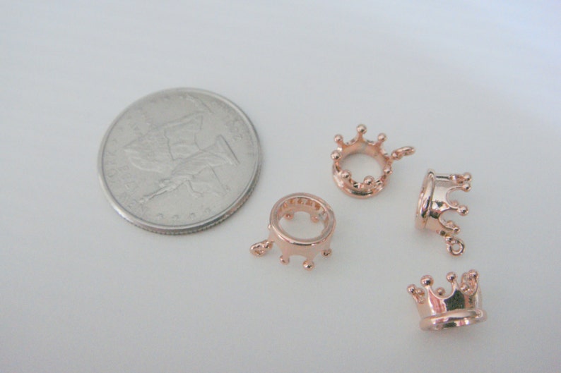 Rose Gold Tarnish Resistant Small Crown Connectors Royal | Etsy