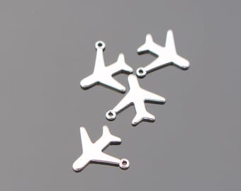 Silver  tarnish resistant Mini Airplane Charms, connectors, pendants, Air Force Jewelry Findings, 2 pc,  U519587G