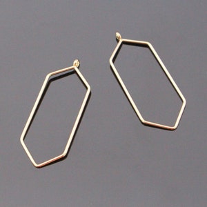 Gold Plain Wire Hexagon Connector, Long Wire pendant, findings, 2 pc, KG214245