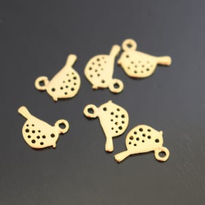 Matte Gold tarnish resistant Mini Chick Bird Charms, connectors, pendants, 2 pc, B612183