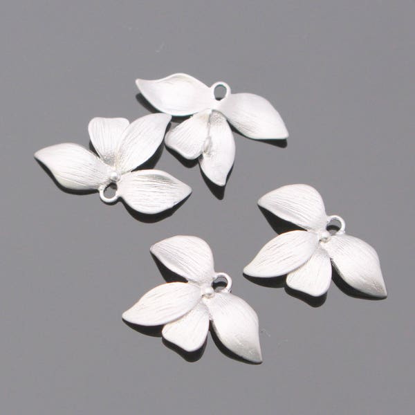 Wholesale Supplies Silver  Orchid Flower Star Connector, Earring Findings, setting, connector, pendants 2 pc D69891