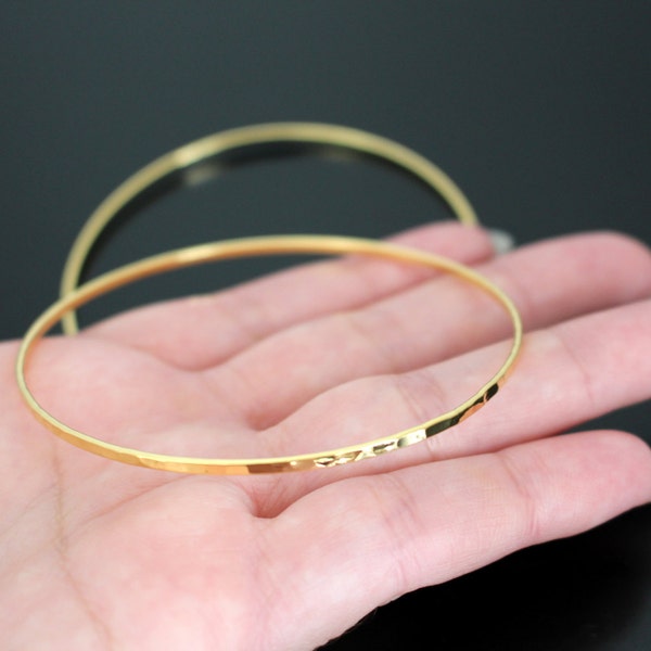 Shiny Gold Round Bangle Bracelet, Bracelet findings, 1 pc, U7152
