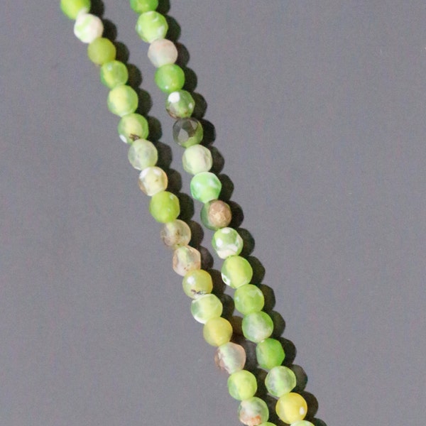 Perle boule Mix vert clair, petit perle plaqué Pierre connecteur, connecteur, 1 brin, KU7106, couleur perle de Pierre boule à facettes