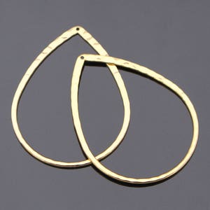 Jewelry findings, Shiny Gold Tarnish resistant hammeted Teardrop  ring pendant, connector, charm, SB18062BSH