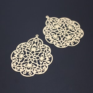 Shinyc Gold plated  filigree drop  dangle Connectors, Pendants, 2 pc SUB5218