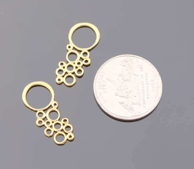 Matte Gold Multiple Circle Long Connector Pendants Earring Findings Charms 2 pc S515026