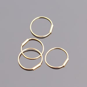 Wholesale Small Gold Thin round Earring Post Findings, earring connector, small wire ring hoops, 2 pc, J9653W