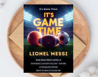 Editable Football Birthday Invitation Game On Birthday (5*7inch)
