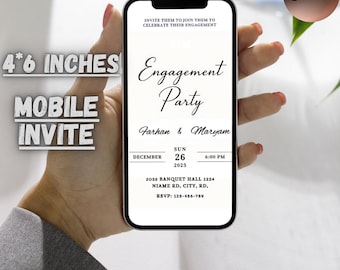 Sjabloon digitale uitnodiging verlovingsfeest: mobiele Evite (canva)