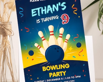 Uitnodiging bowlingfeestkaartje: bewerkbare sjabloon (digitale Evite)