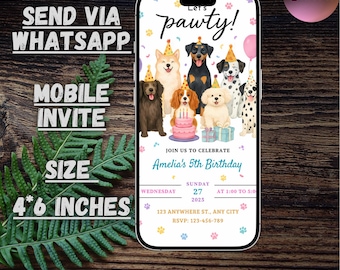Mobiele verjaardagsuitnodiging feestbeesten: kinderverjaardag (digitale download)