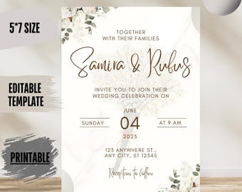Wedding Invitation Suite printable wedding invite (Digital Download 5x7in Canva Template)