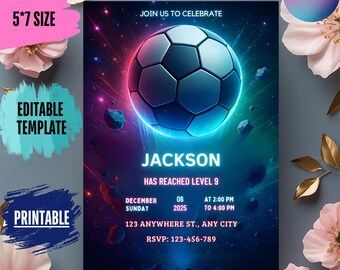 Soccer Birthday Invitation: Editable Canva Template (Digital Download)