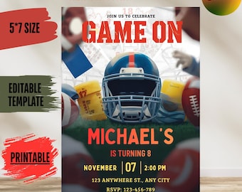 Editable Sports Birthday Invitation: Football, Basketball (Instant Download)