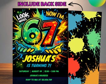 Invitación de cumpleaños "Seis y siete" / Invitación para fiesta "Tenía 6, ahora tengo 7" / Descarga digital