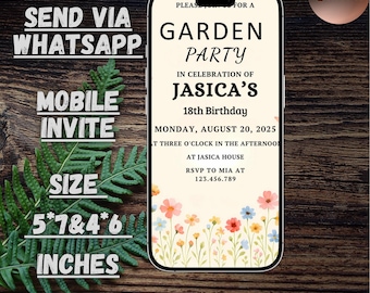 Birthday invite Canva digital invitation to send via Whatsapp