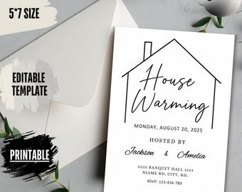 Modern Minimalist Housewarming Invitation: Editable 5x7 Printable (Digital Download)