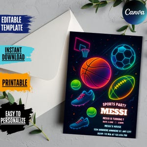 Sports Invitation Sports Birthday Party All Star Sport Invitation Sport Theme Invite Instant Download