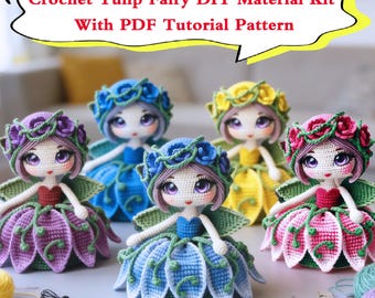Beginner-Friendly Crochet Tulip Fairy Doll Material Kit+PDF Pattern,Crochet Angel/Tulip Fairy Girl,Handmade Crochet Tulip Gift,Flower Fairy