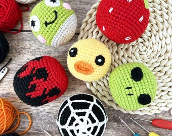 Crochet H*cky S*ck DIY Kit + PDF Tutorial with Videos,Alien/Duck/Frog/Strawberry/Spider Web/Flame H*cky S*ck,Juggling Ball,Outdoor Play Toy