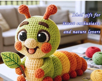 Crochet Caterpillar DIY Kit,Amigurumi Colorful Caterpillar Crochet Pattern,Cute Kawaii Stuffed Animal,Crochet Baby Caterpillar Toy,Mom Gift