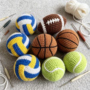 Virkat basket/tennis/rugby/volleyboll H*cky S*ck DIY-kit + PDF-handledning, 4-i-1 H*cky S*ck DIY-kit, sportfestpresenter, utomhuslekboll