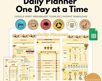 Planificador diario: seguimiento de hábitos y lista de tareas (Hojas de cálculo de Google)