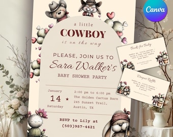 Cowboy Baby Shower Invitation • Editable Western Fiesta Template (Digital Download)