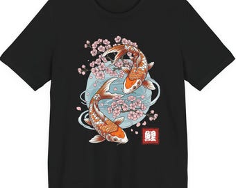 Koi Fisch und Sakura Shirt, japanische traditionelle Kunst T-Shirt, Unisex, Kurzarm T-Shirt