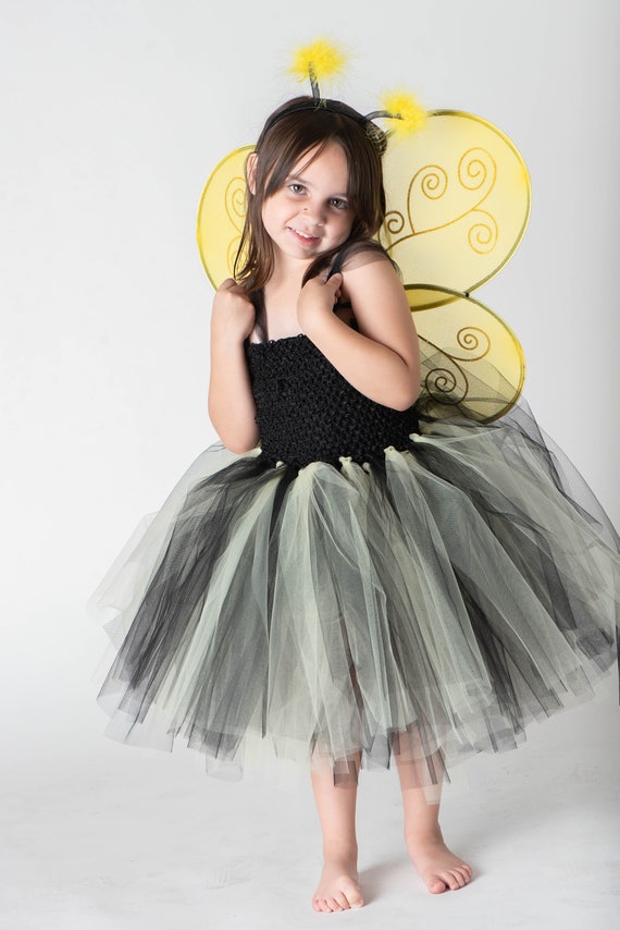 Halloween Bumblebee Kid Bee Costume Set Skirt Headband Girl WING