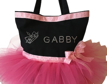 Princess Tiara Tutu Tote Bag-Hot Pink-Tutu Bag-Princess-Tiara-Birthday-Party-Baby Shower-Dancer-Tiny Dancer-Dance Bag-Disney Princess