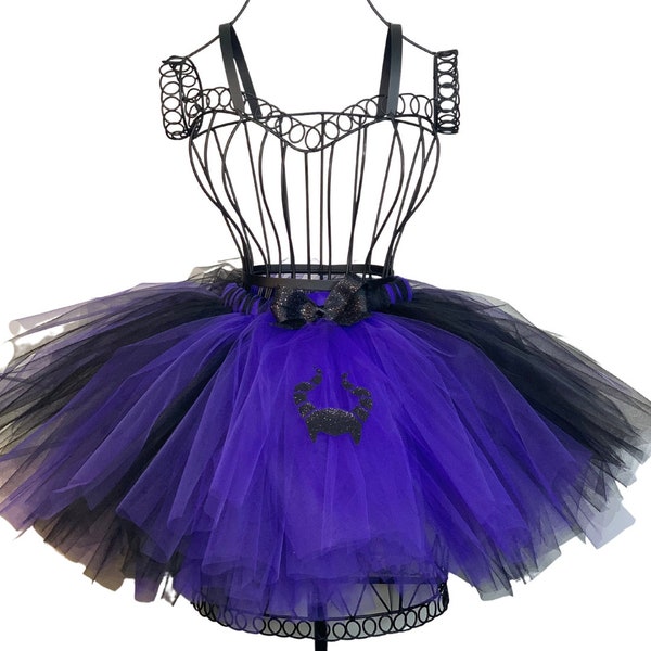 Maleficent Inspired Tutu-Black-Purple-Adult Evil Queen Tutu-Halloween Tutu-Birthday Party-Black Tutu-Black Horns Villain-Costume-Party Fun