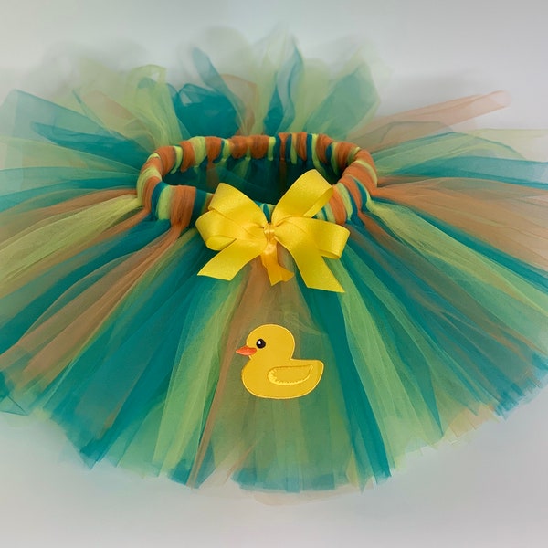 Rubber Duck Tutu-Yellow-Rubber Ducky-Duck Birthday Party-First Birthday Party-Orange-Yellow-Teal-Fun-Birthday Party-Tutu Costume-Duck Duckie