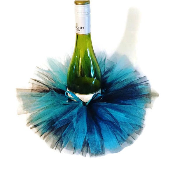 Wine Bottle Tutu-Turquoise and Black-Wine Tutu-Shower Centerpiece-Bridal-Birthday-Fish Extender Gift-Water Bottle Tutu-Dance Teacher Gift