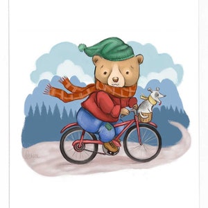Bear Riding a Bike, Cute Nursery Print, Printable Wall Art